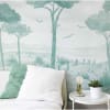 Papier peint panoramique paysage vue des pins 300 x 250 cm vert