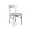 Sedia in legno laccato grigio chiaro seduta in similpelle 44x45xh82 cm