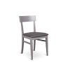 Sedia in legno laccato grigio scuro seduta in similpelle 44x45xh82 cm