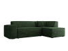 Canapé d'angle droit 5 places en velours côtelé vert