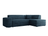 Canapé d'angle droit 5 places en velours côtelé bleu ardoise