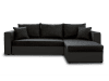 Canapé d'angle réversible convertible 4 places en simili/tissu noir
