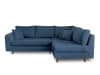 Canapé d'angle droit 4 places en tissu bouclette bleu nuit