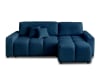 Canapé d'angle réversible convertible 4 places en tissu bleu ardoise