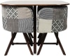 Ensemble table carrée et 4 chaises encastrables patchwork gris