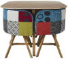 Ensemble table carrée et 4 chaises encastrables patchwork multicolore