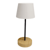 Lámpara de mesa portátil recargable con base en acabado madera ø13cm