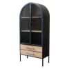 Vetrina con due cassetti in acciaio/legno antracite/marrone 180x64x82