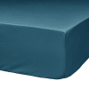 Drap housse coton bio bleu minéral 140 x 190 cm