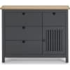 Commode 1 porte 4 tiroirs en pin massif gris anthracite 100 cm