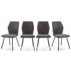 Lot de 4 chaises en tissu gris foncé et simili cuir