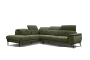 Canapé d'angle gauche 5 places en tissu vert