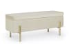 Banc coffre 2 places en velours et piétement or beige