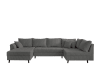 Canapé d'angle droit 7 places en velours côtelé gris foncé