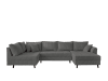 Canapé d'angle gauche 7 places en velours côtelé gris foncé