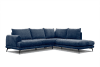 Canapé d'angle droit 5 places tissu bleu foncé