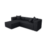 Canapé d'angle gauche tissu bouclette noir
