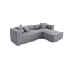 Canapé d'angle droit tissu tramé gris béton