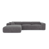 Canapé grand angle gauche velours texturé gris