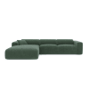 Canapé grand angle gauche velours texturé vert émeraude
