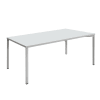 Tavolino in legno, finitura bianca e metallo bianco, 55x90 cm