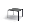 Tavolino in legno, finitura acciaio ossidato e metallo nero, 55x55 cm