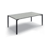 Tavolino in legno, finitura in grigio cemento e metallo nero, 55x90 cm