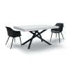 Tavolo legno, finitura bianca, base antracite, allungabile 140x90