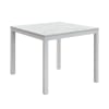 Tavolo legno, finitura marmo e metallo bianco, allungabile 90x90