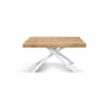Tavolo in legno, finitura rovere, base bianca, allungabile 160x90