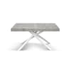 Tavolo legno, finitura grigio cemento, base bianca, allungabile 140x90
