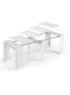 Ausziehbarer Tisch in Holzoptik 51/237x90 cm glänzend Weiß