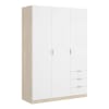 Guardaroba 3 ante effetto legno bianco, rovere 121x52h184 cm