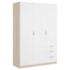 Guardaroba 3 ante effetto legno bianco, rovere 121x52h184 cm