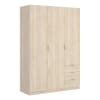 Armoire 3 portes effet bois beige 121x52 cm