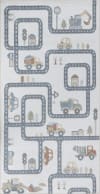 Tapis Enfant Lavable en Machine Circuit Voitures Beige/Gris 80x150