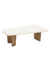 Table basse en microciment avec trois pieds en bois de vieilli 100cm
