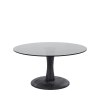 Table basse ronde en verre et bois de manguier D70cm noir