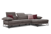 Canapé d'angle droit 4 places en tissu marron avec coussins déco