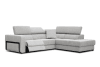 Canapé d'angle droit 5 places avec relax électrique tissu beige clair