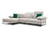Canapé d'angle gauche 4 places en tissu beige foncé avec coussins déco