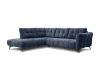 Canapé d'angle gauche 5 places tissu bleu foncé