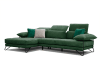 Canapé d'angle gauche 4 places en tissu vert foncé avec coussins déco