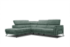Canapé d'angle gauche 5 places tissu vert
