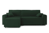 Canapé d'angle convertible en velours 4 places vert