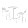 Ensemble table haute stratifié terrazzo et 2 chaises blanc