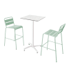 Ensemble table haute stratifié terrazzo et 2 chaises vert sauge