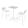 Ensemble table haute stratifié marbre et 2 chaises hautes blanc