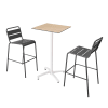 Ensemble table haute stratifié chêne naturel et 2 chaises gris