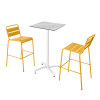 Ensemble table haute stratifié marbre et 2 chaises hautes jaune